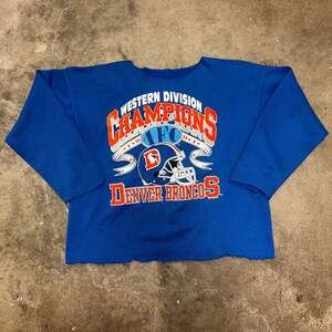 Vintage 90s Denver Broncos AFC Champions Logo 7  Sweatshirt cropped large